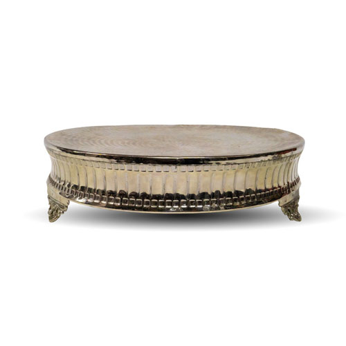 Round Silver Cake Stand Modern