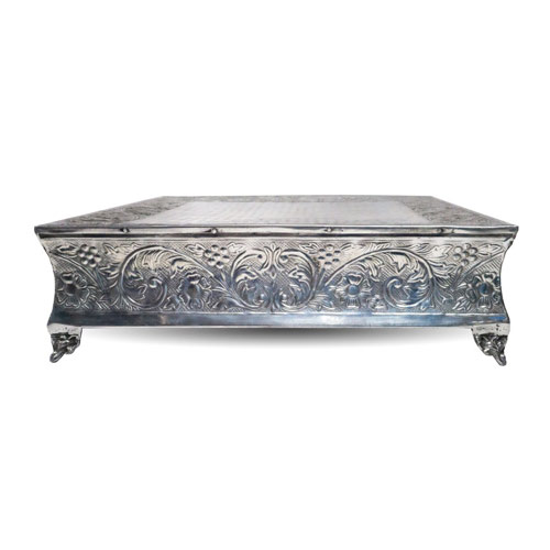 Square Silver Cake Stand Ornate
